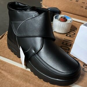 ELASTIC BAND BLACK ANKLE BOOTS